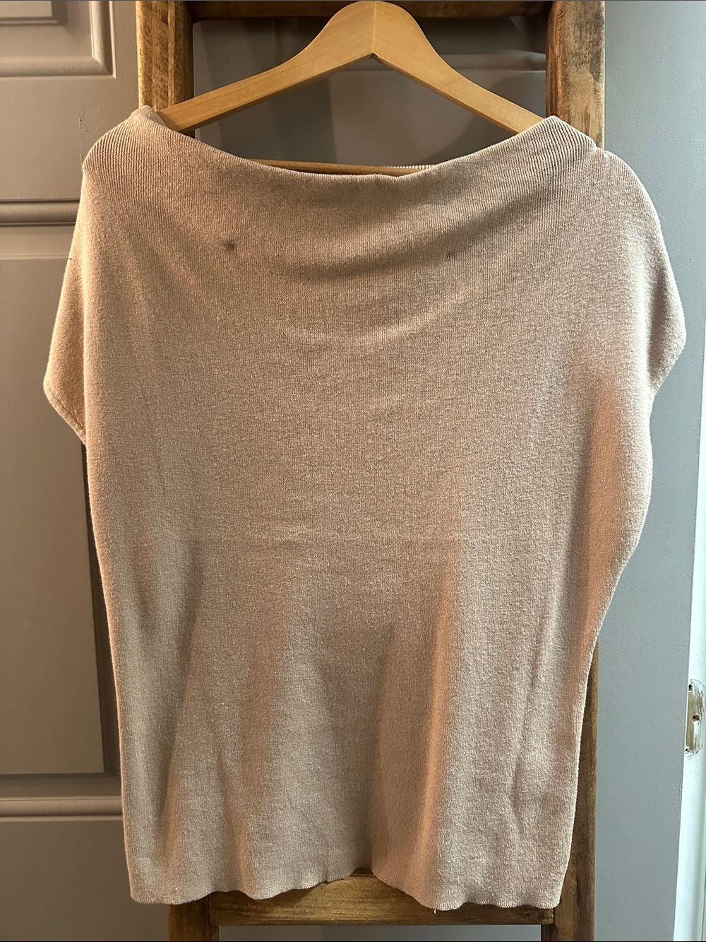 Women's Off-the-Shoulder Light Pink Sweater Top